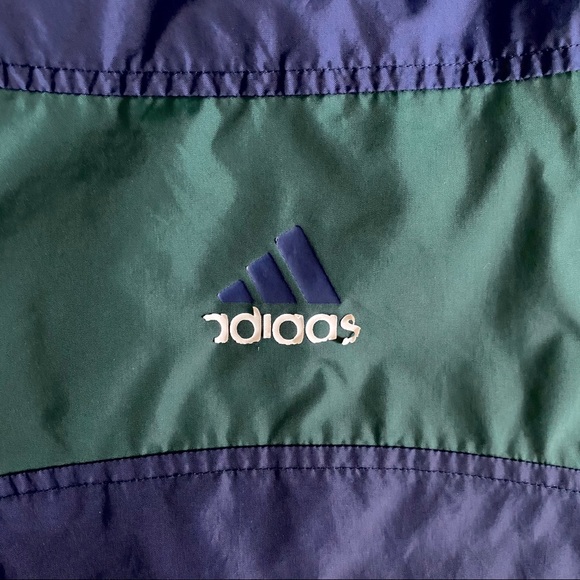 SOLD: ADIDAS GREEN AND BLUE WINDBREAKER WITH HOOD - Picture 6 of 6